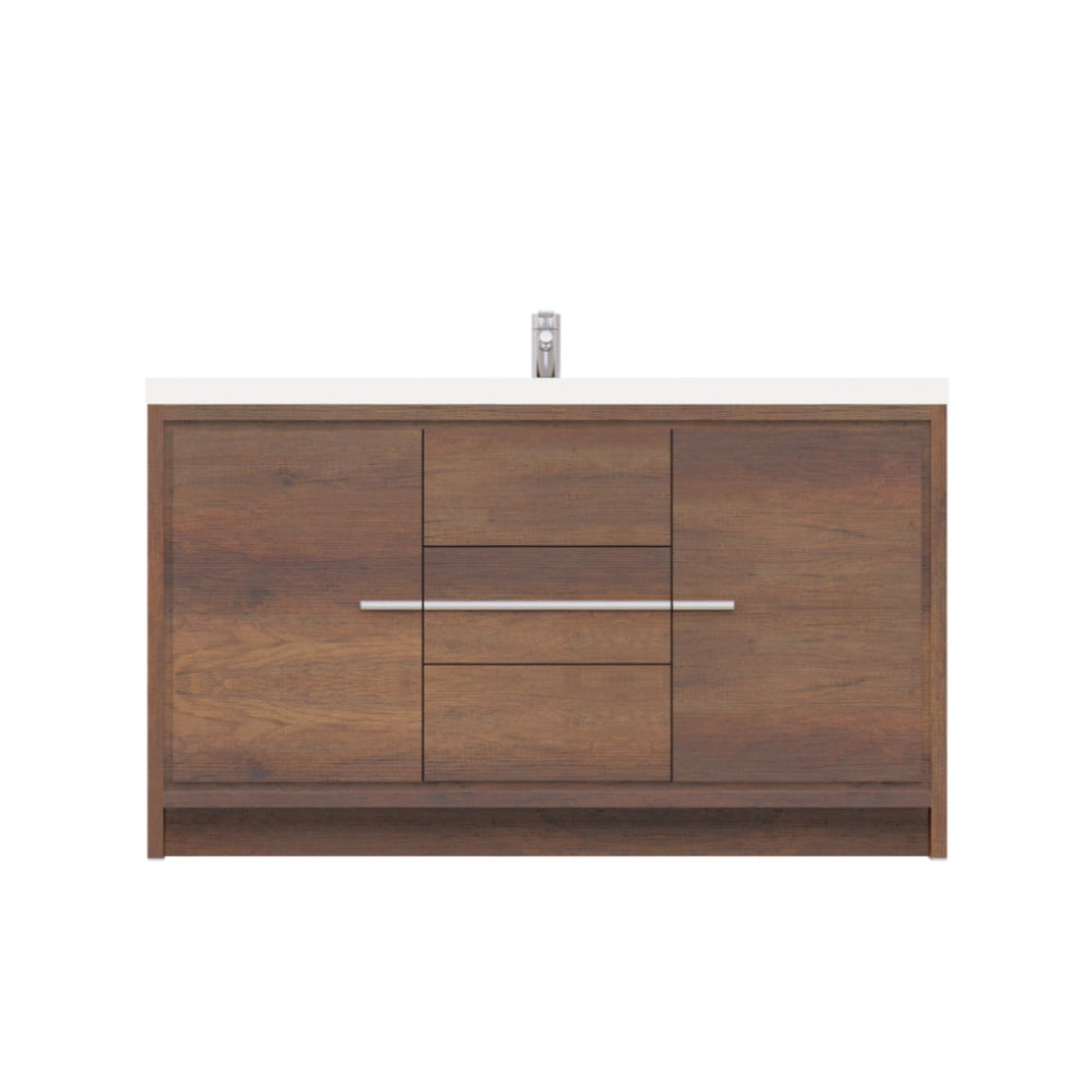 Alya Bath Sortino 60" Single Rosewood  Modern Freestanding  Bathroom Vanity With Acrylic Top and Integrated Sink - AB-MD660S-RW - Backyard Provider