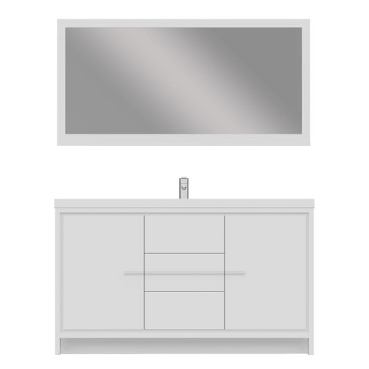 Alya Bath Sortino 60" Single White Modern Freestanding  Bathroom Vanity With Acrylic Top and Integrated Sink - AB-MD660S-W - Backyard Provider
