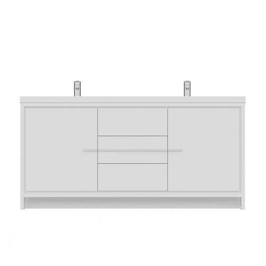 Alya Bath Sortino 72"  Double White Modern Freestanding  Bathroom Vanity With Acrylic Top and Integrated Sink - AB-MD672-W - Backyard Provider