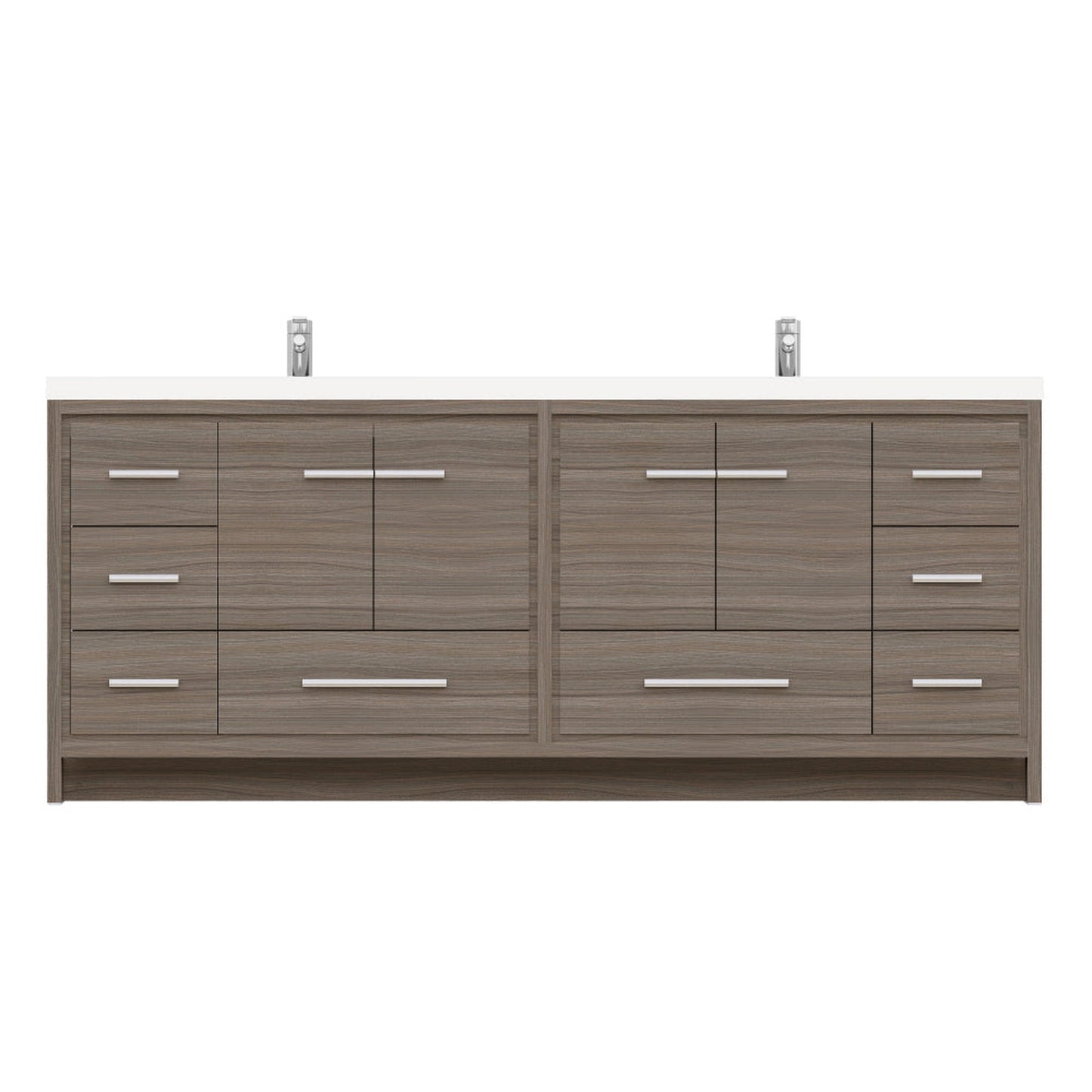 Alya Bath Sortino 84" Double Gray Modern Freestanding  Bathroom Vanity With Acrylic Top and Integrated  Sink - AB-MD684-G - Backyard Provider