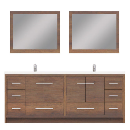 Alya Bath Sortino 84" Double Rosewood  Modern Freestanding  Bathroom Vanity With Acrylic Top and Integrated Sink - AB-MD684-RW - Backyard Provider