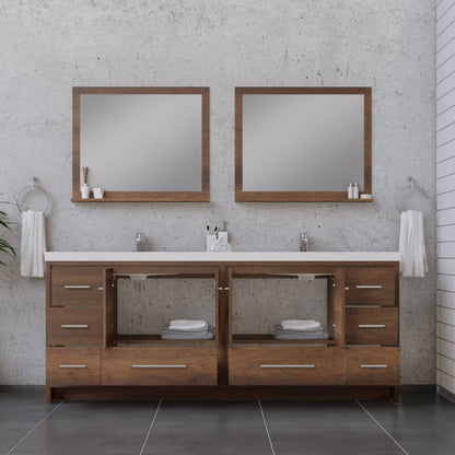 Alya Bath Sortino 84" Double Rosewood  Modern Freestanding  Bathroom Vanity With Acrylic Top and Integrated Sink - AB-MD684-RW - Backyard Provider