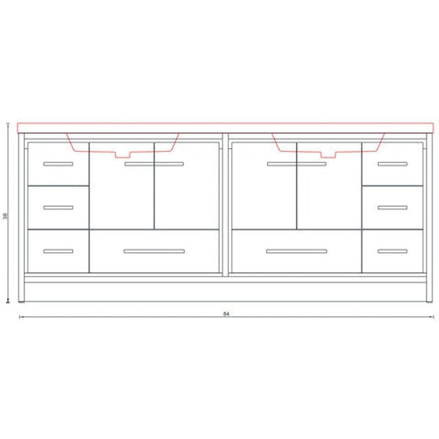 Alya Bath Sortino 84" Double Rosewood  Modern Freestanding  Bathroom Vanity With Acrylic Top and Integrated Sink - AB-MD684-RW - Backyard Provider
