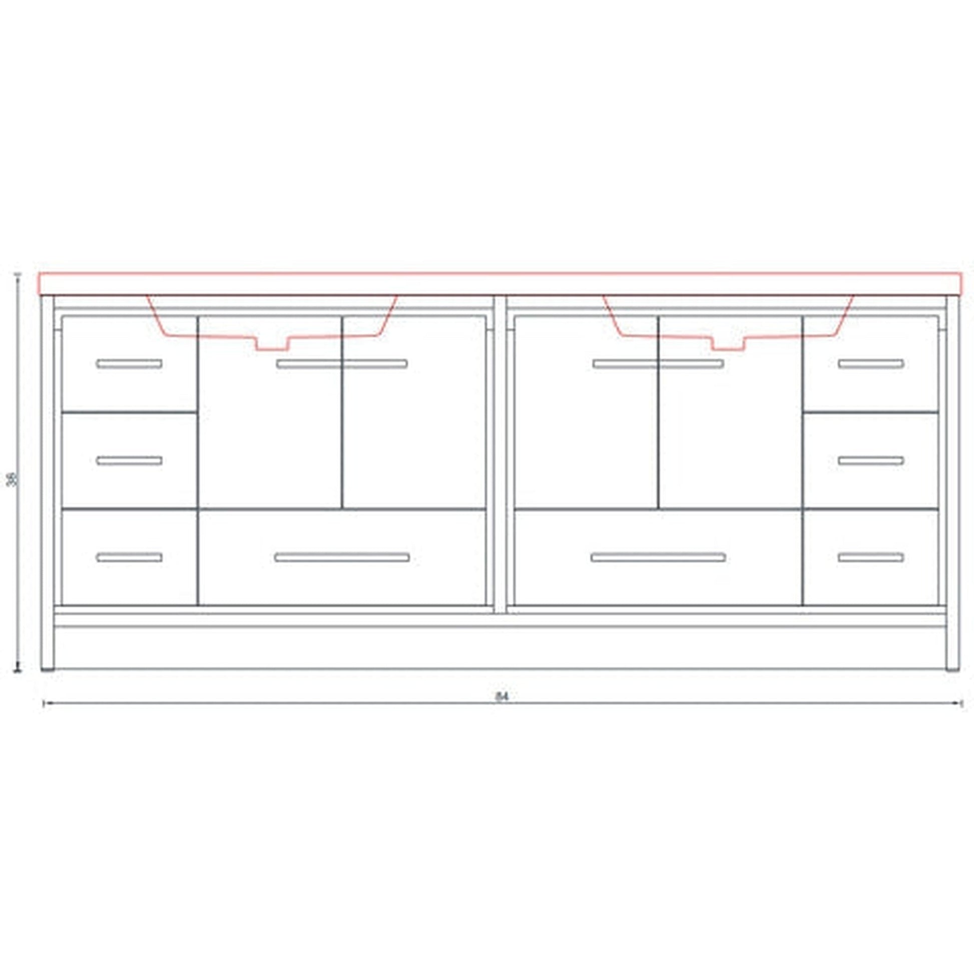 Alya Bath Sortino 84" Double Rosewood  Modern Freestanding  Bathroom Vanity With Acrylic Top and Integrated Sink - AB-MD684-RW - Backyard Provider