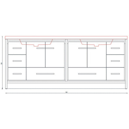 Alya Bath Sortino 84" Double Rosewood  Modern Freestanding  Bathroom Vanity With Acrylic Top and Integrated Sink - AB-MD684-RW - Backyard Provider