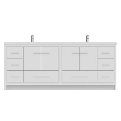 Alya Bath Sortino 84" Double White Modern Freestanding  Bathroom Vanity With Acrylic Top and Integrated Sink - AB-MD684-W - Backyard Provider