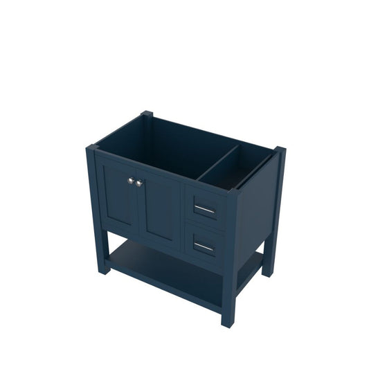 Alya Bath Wilmington 36" Single Blue Freestanding Bathroom Vanity With Brushed Nickel Edge Handles - HE-102-36-B - Backyard Provider