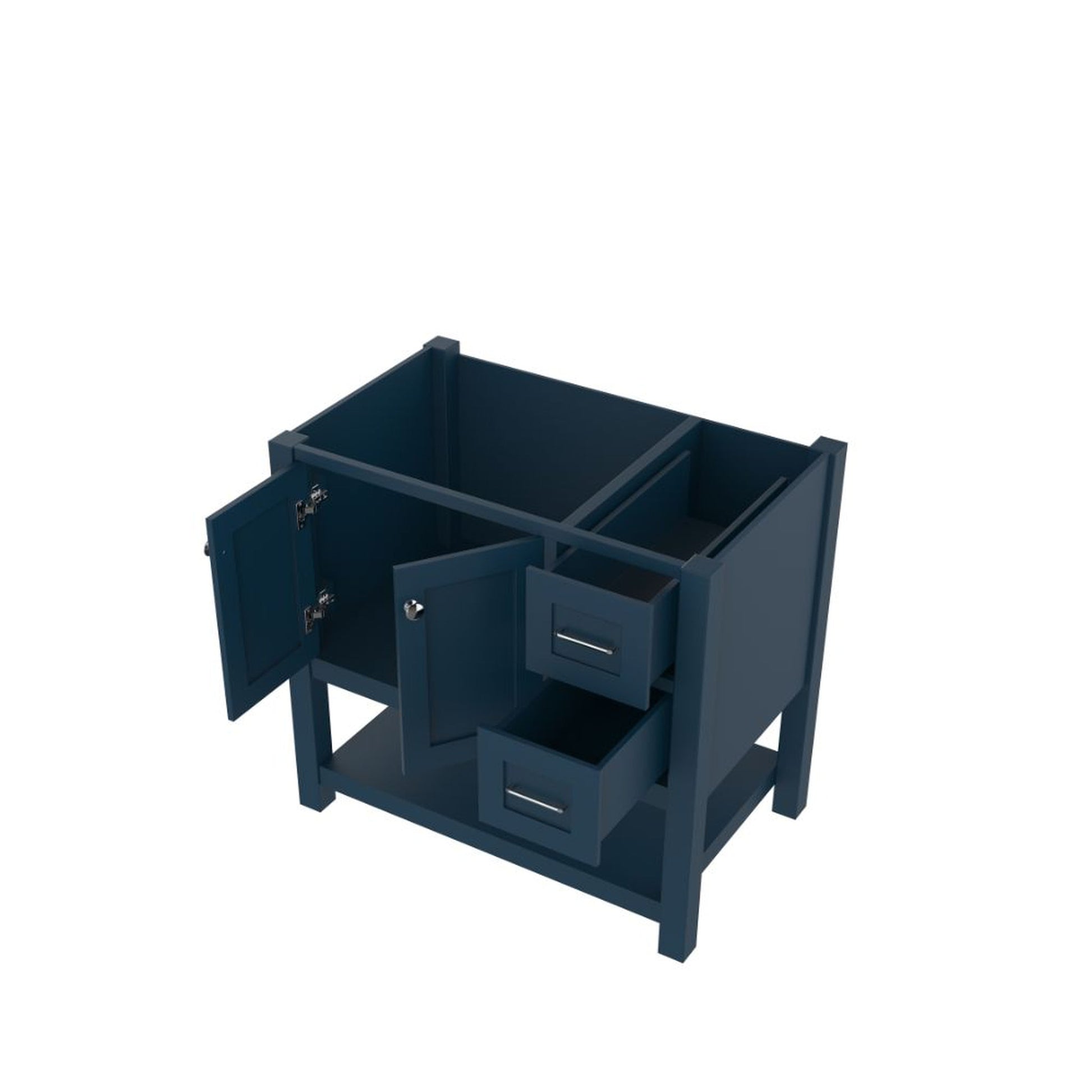 Alya Bath Wilmington 36" Single Blue Freestanding Bathroom Vanity With Brushed Nickel Edge Handles - HE-102-36-B - Backyard Provider