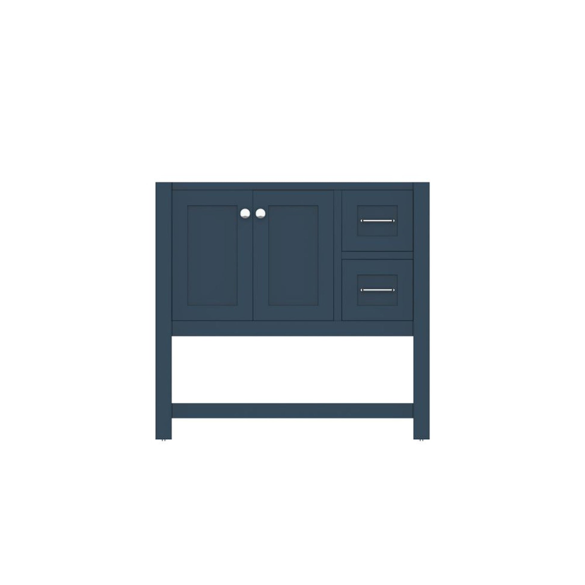 Alya Bath Wilmington 36" Single Blue Freestanding Bathroom Vanity With Brushed Nickel Edge Handles - HE-102-36-B - Backyard Provider