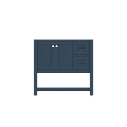 Alya Bath Wilmington 36" Single Blue Freestanding Bathroom Vanity With Brushed Nickel Edge Handles - HE-102-36-B - Backyard Provider