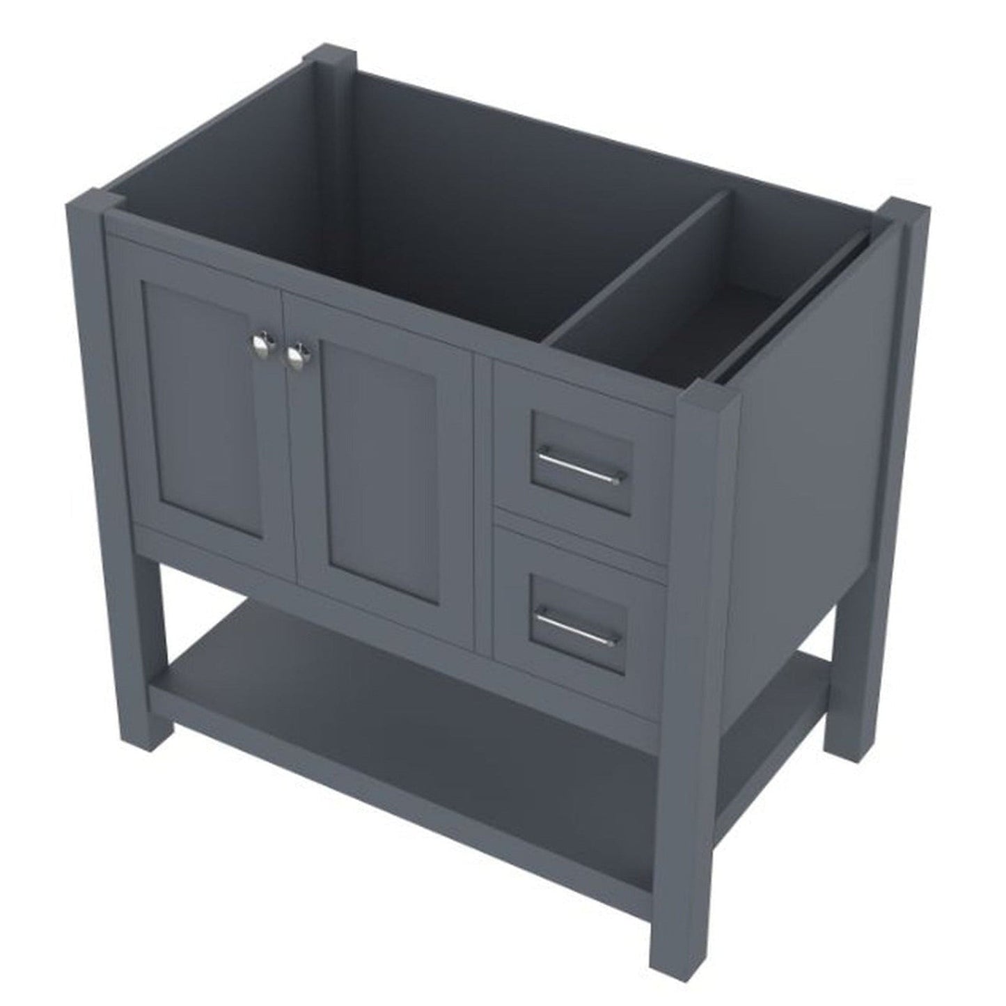 Alya Bath Wilmington 36" Single Gray Freestanding Bathroom Vanity With Brushed Nickel Edge Handles - HE-102-36-G - Backyard Provider