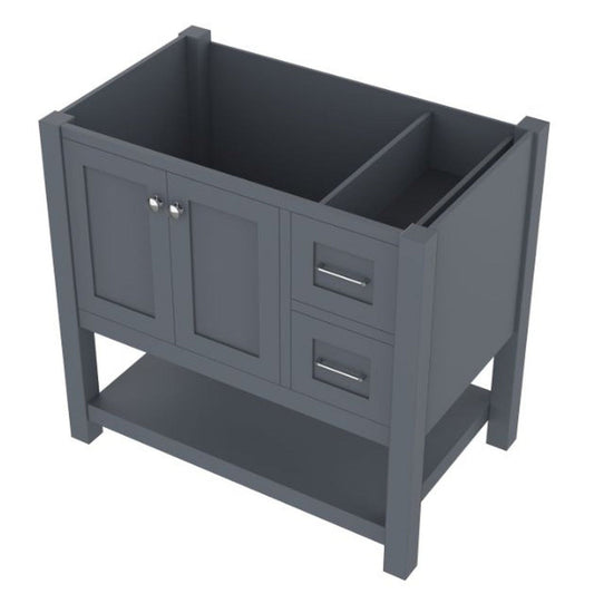 Alya Bath Wilmington 36" Single Gray Freestanding Bathroom Vanity With Brushed Nickel Edge Handles - HE-102-36-G - Backyard Provider
