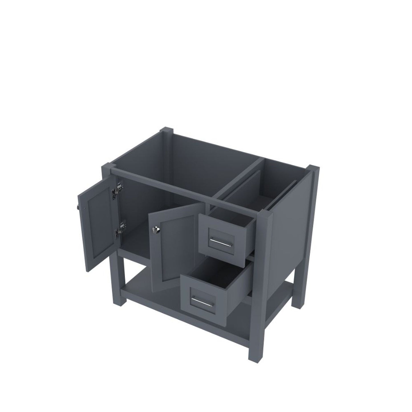 Alya Bath Wilmington 36" Single Gray Freestanding Bathroom Vanity With Brushed Nickel Edge Handles - HE-102-36-G - Backyard Provider
