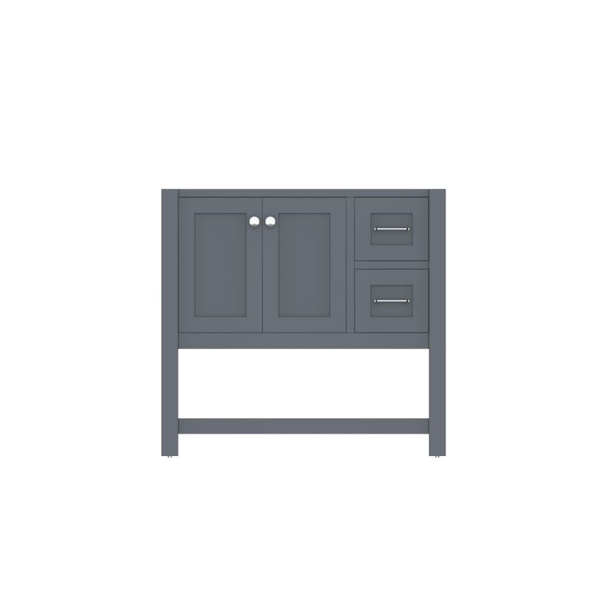 Alya Bath Wilmington 36" Single Gray Freestanding Bathroom Vanity With Brushed Nickel Edge Handles - HE-102-36-G - Backyard Provider