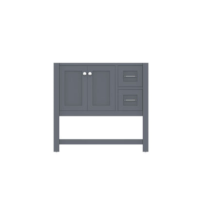 Alya Bath Wilmington 36" Single Gray Freestanding Bathroom Vanity With Brushed Nickel Edge Handles - HE-102-36-G - Backyard Provider