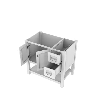 Alya Bath Wilmington 36" Single White Freestanding Bathroom Vanity With Brushed Nickel Edge Handles - HE-102-36-W - Backyard Provider