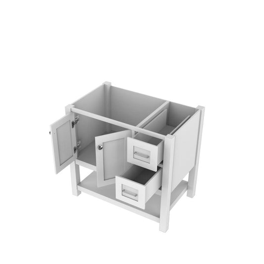 Alya Bath Wilmington 36" Single White Freestanding Bathroom Vanity With Brushed Nickel Edge Handles - HE-102-36-W - Backyard Provider