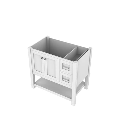 Alya Bath Wilmington 36" Single White Freestanding Bathroom Vanity With Brushed Nickel Edge Handles - HE-102-36-W - Backyard Provider
