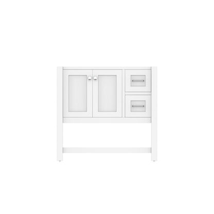 Alya Bath Wilmington 36" Single White Freestanding Bathroom Vanity With Brushed Nickel Edge Handles - HE-102-36-W - Backyard Provider
