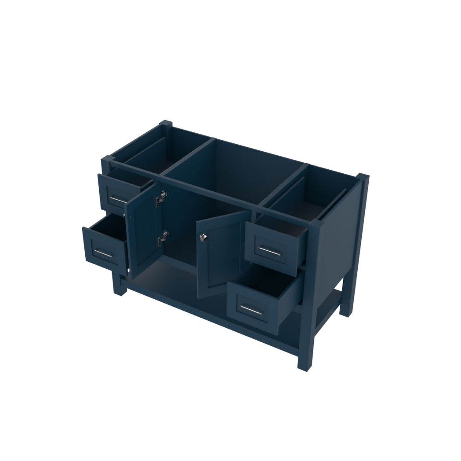 Alya Bath Wilmington 48" Single Blue Freestanding Bathroom Vanity With Brushed Nickel Edge Handles - HE-102-48-B - Backyard Provider