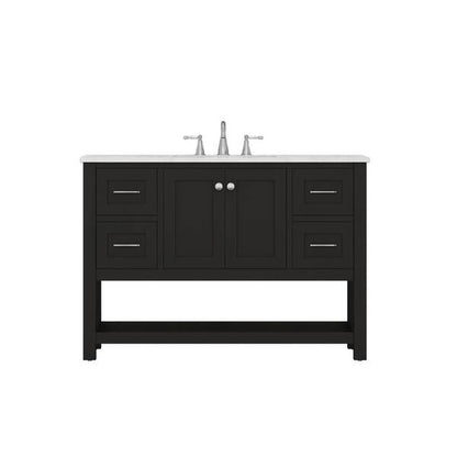 Alya Bath Wilmington 48" Single Espresso Freestanding  Bathroom Vanity With Carrara Marble Top, Ceramic Sink and Wall Mounted Mirror - HE-102-48-E-CWMT+HE-101/102-42-E-M - Backyard Provider