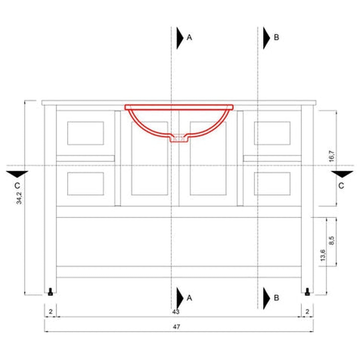 Alya Bath Wilmington 48" Single Gray Freestanding  Bathroom Vanity With Carrara Marble Top, Ceramic Sink and Wall Mounted Mirror - HE-102-48-G-CWMT+HE-101/102-42-G-M - Backyard Provider