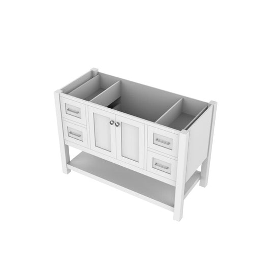 Alya Bath Wilmington 48" Single White Freestanding Bathroom Vanity With Brushed Nickel Edge Handles - HE-102-48-W - Backyard Provider