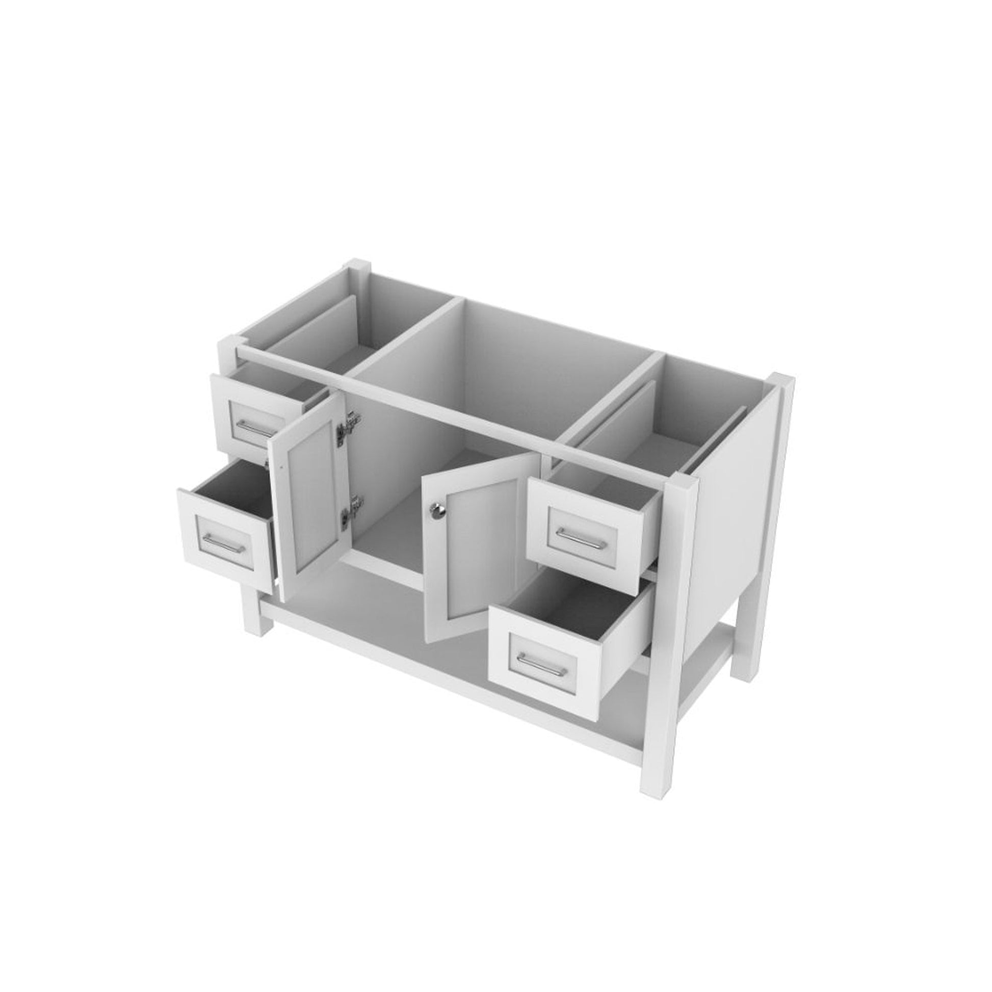 Alya Bath Wilmington 48" Single White Freestanding Bathroom Vanity With Brushed Nickel Edge Handles - HE-102-48-W - Backyard Provider