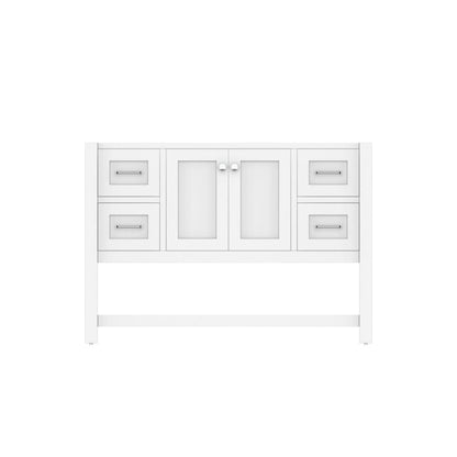 Alya Bath Wilmington 48" Single White Freestanding Bathroom Vanity With Brushed Nickel Edge Handles - HE-102-48-W - Backyard Provider