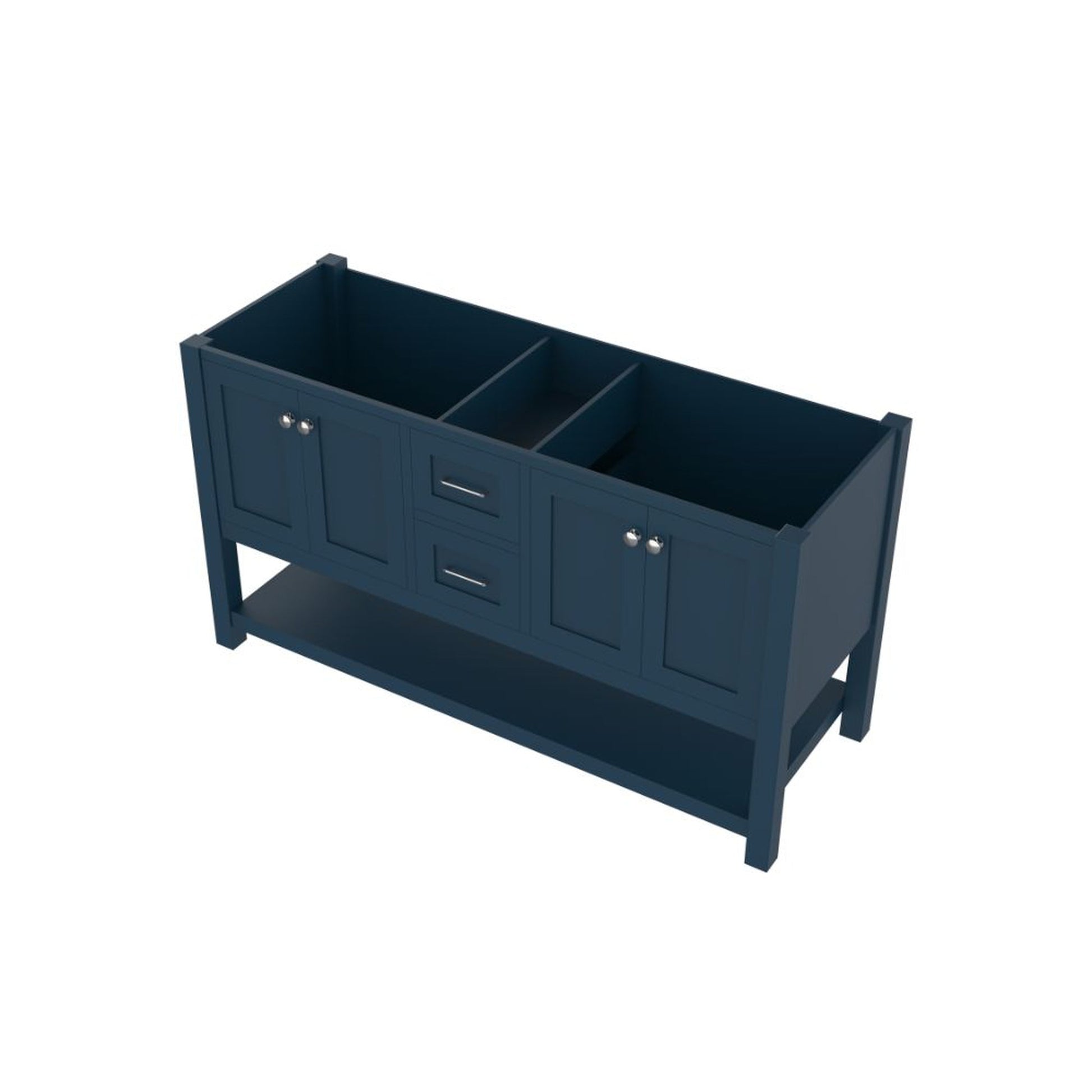 Alya Bath Wilmington 60" Double Blue Freestanding  Bathroom Vanity  With Brushed Nickel Edge Handles - HE-102-60D-B - Backyard Provider