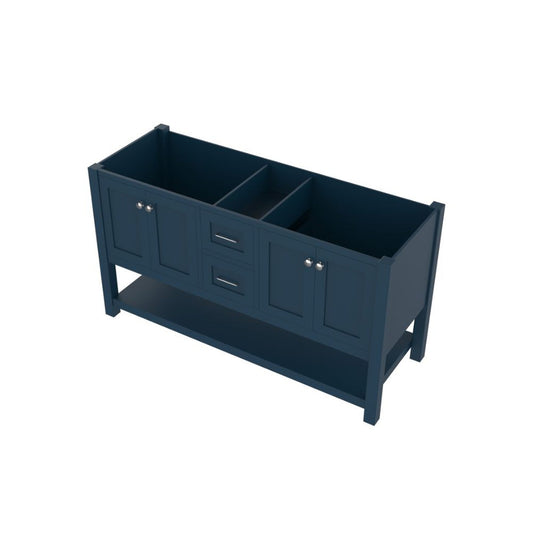 Alya Bath Wilmington 60" Double Blue Freestanding  Bathroom Vanity  With Brushed Nickel Edge Handles - HE-102-60D-B - Backyard Provider