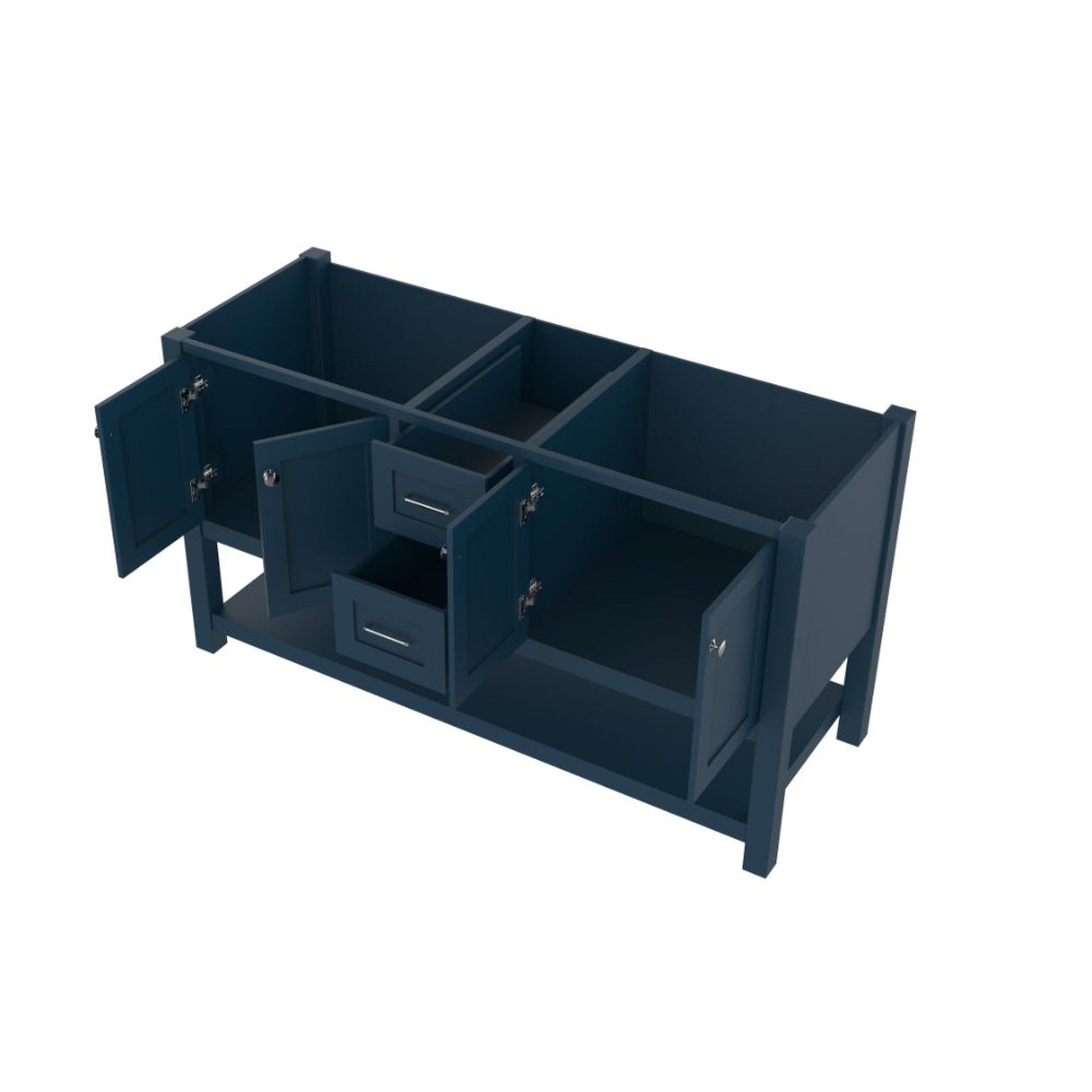 Alya Bath Wilmington 60" Double Blue Freestanding  Bathroom Vanity  With Brushed Nickel Edge Handles - HE-102-60D-B - Backyard Provider