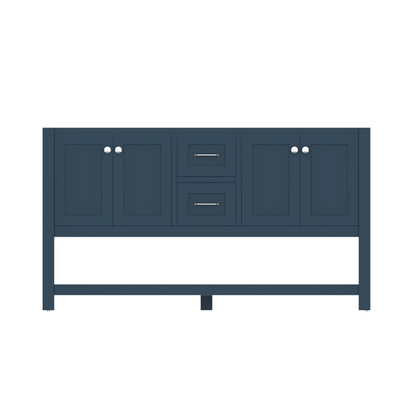 Alya Bath Wilmington 60" Double Blue Freestanding  Bathroom Vanity  With Brushed Nickel Edge Handles - HE-102-60D-B - Backyard Provider