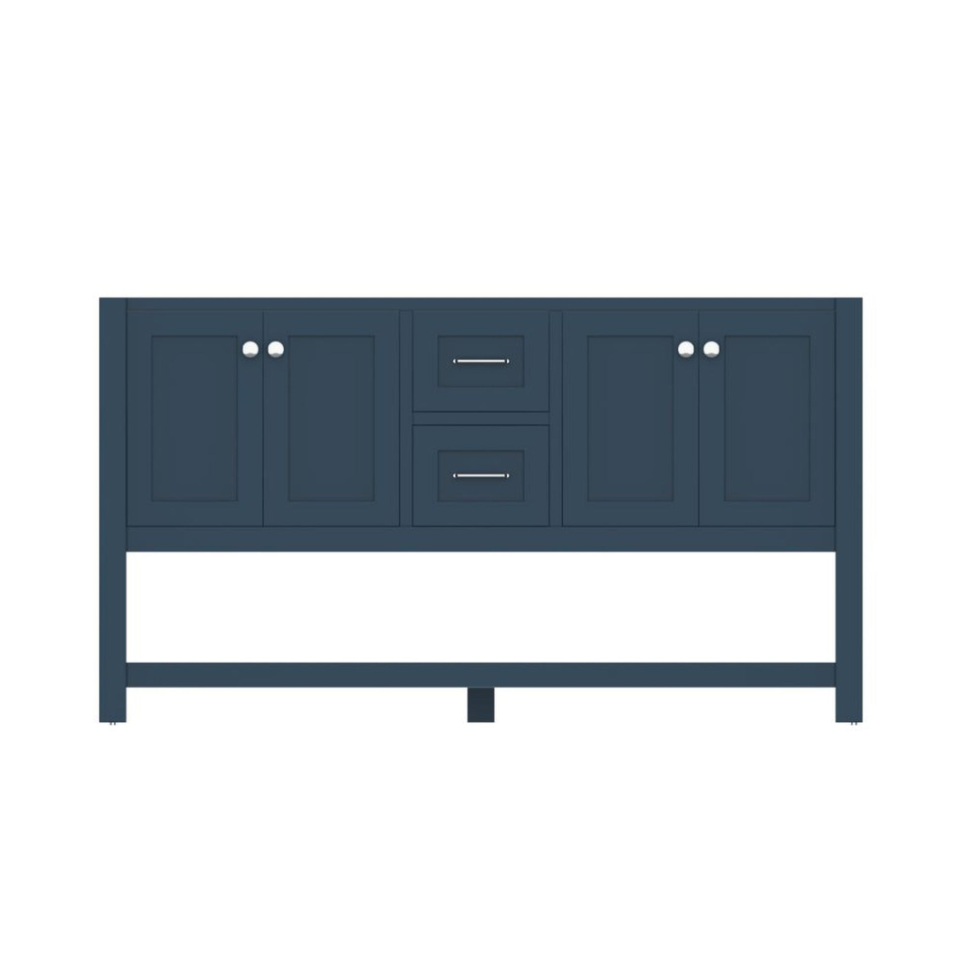 Alya Bath Wilmington 60" Double Blue Freestanding  Bathroom Vanity  With Brushed Nickel Edge Handles - HE-102-60D-B - Backyard Provider