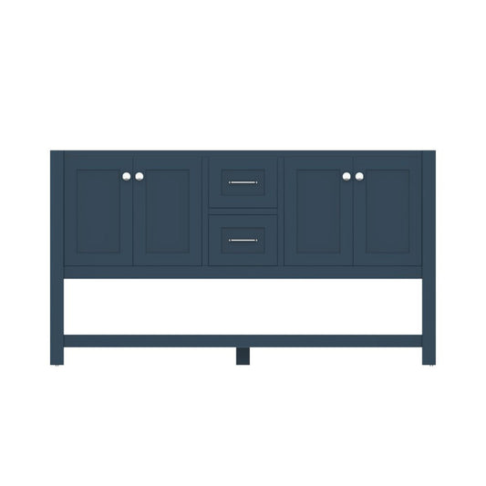 Alya Bath Wilmington 60" Double Blue Freestanding  Bathroom Vanity  With Brushed Nickel Edge Handles - HE-102-60D-B - Backyard Provider