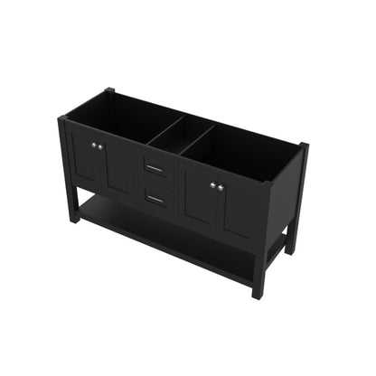 Alya Bath Wilmington 60" Double Espresso Freestanding  Bathroom Vanity  With Brushed Nickel Edge Handles - HE-102-60D-E - Backyard Provider
