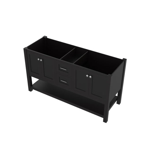Alya Bath Wilmington 60" Double Espresso Freestanding  Bathroom Vanity  With Brushed Nickel Edge Handles - HE-102-60D-E - Backyard Provider