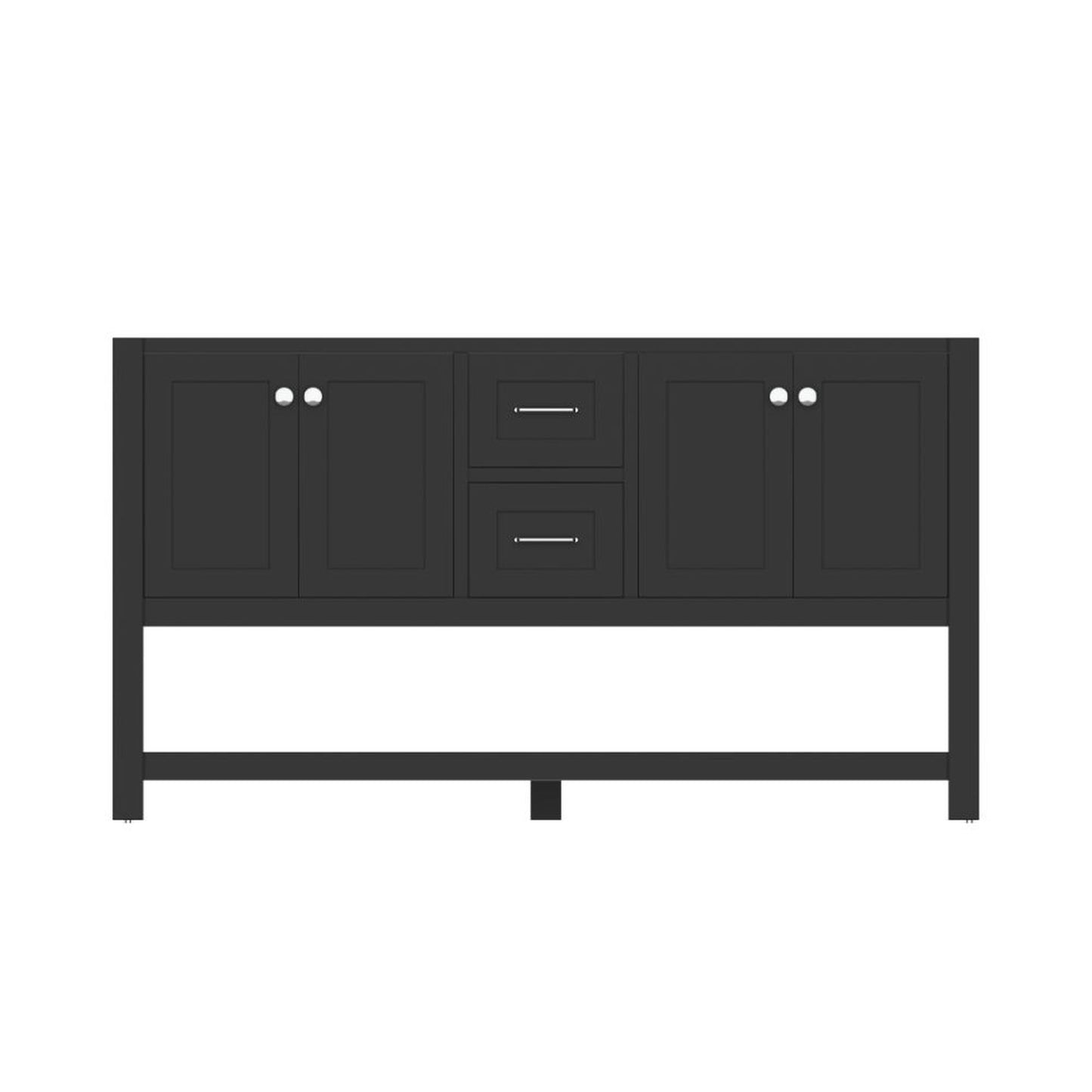 Alya Bath Wilmington 60" Double Espresso Freestanding  Bathroom Vanity  With Brushed Nickel Edge Handles - HE-102-60D-E - Backyard Provider