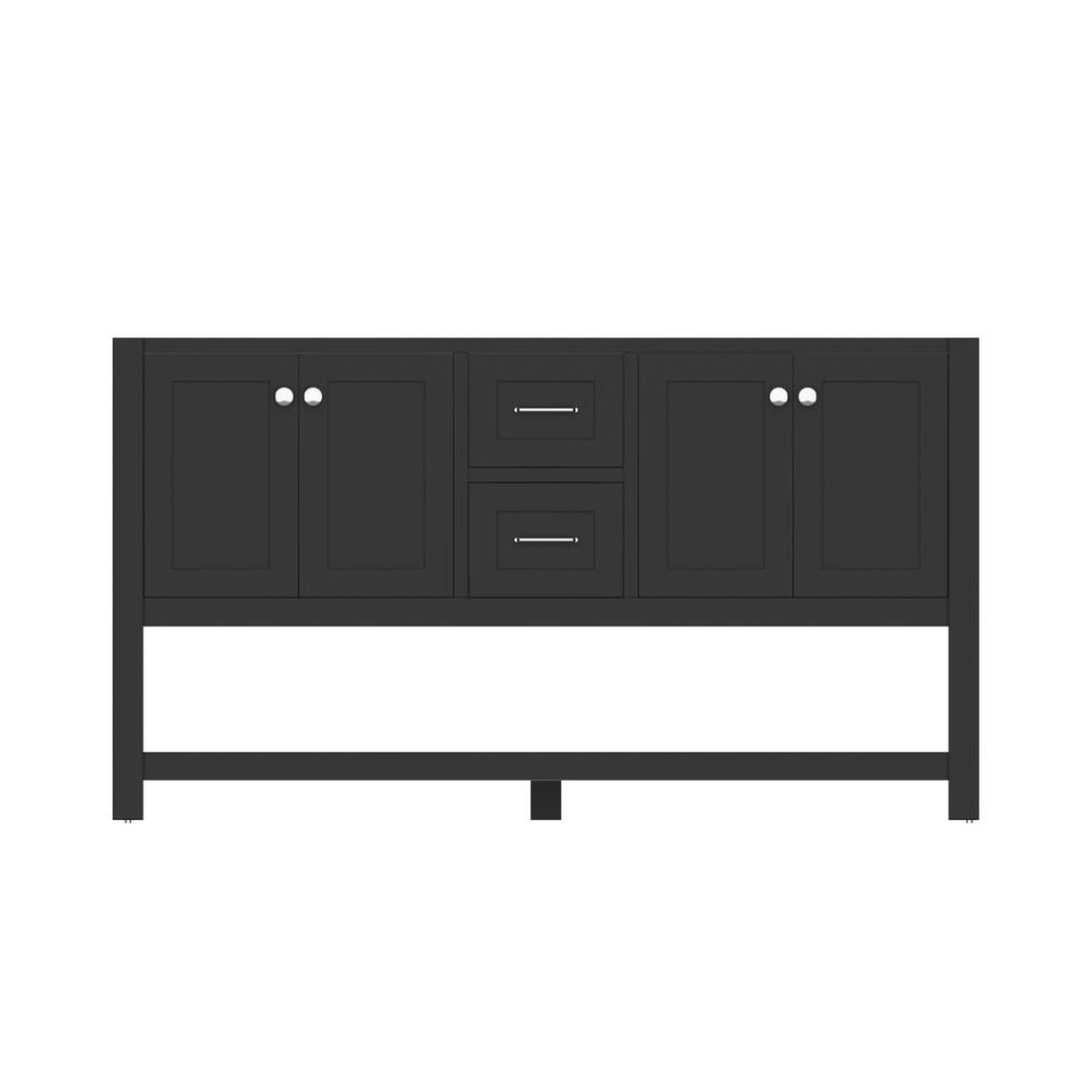 Alya Bath Wilmington 60" Double Espresso Freestanding  Bathroom Vanity  With Brushed Nickel Edge Handles - HE-102-60D-E - Backyard Provider