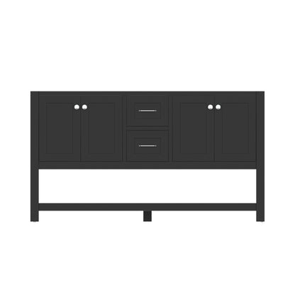 Alya Bath Wilmington 60" Double Espresso Freestanding  Bathroom Vanity  With Brushed Nickel Edge Handles - HE-102-60D-E - Backyard Provider