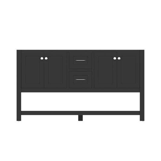 Alya Bath Wilmington 60" Double Espresso Freestanding  Bathroom Vanity  With Brushed Nickel Edge Handles - HE-102-60D-E - Backyard Provider