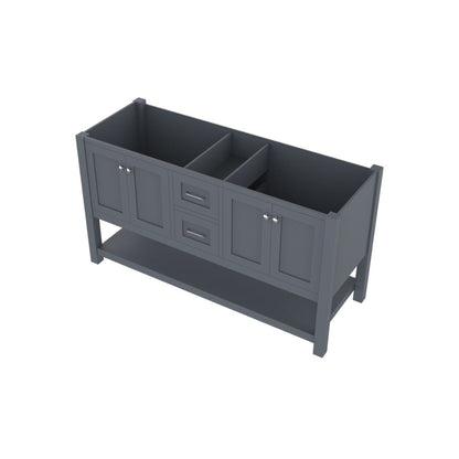 Alya Bath Wilmington 60" Double Gray Freestanding  Bathroom Vanity  With Brushed Nickel Edge Handles - HE-102-60D-G - Backyard Provider