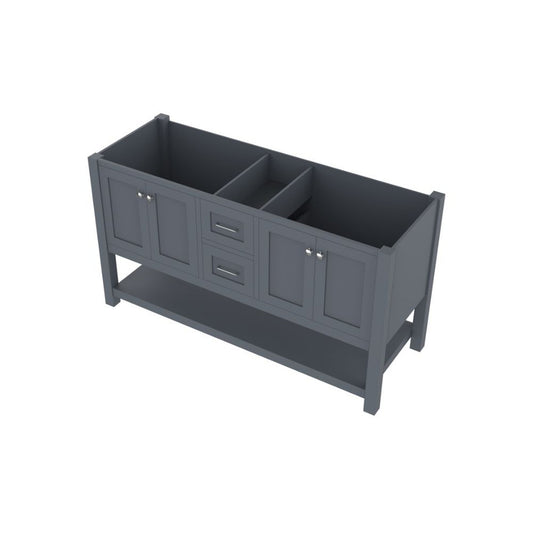 Alya Bath Wilmington 60" Double Gray Freestanding  Bathroom Vanity  With Brushed Nickel Edge Handles - HE-102-60D-G - Backyard Provider
