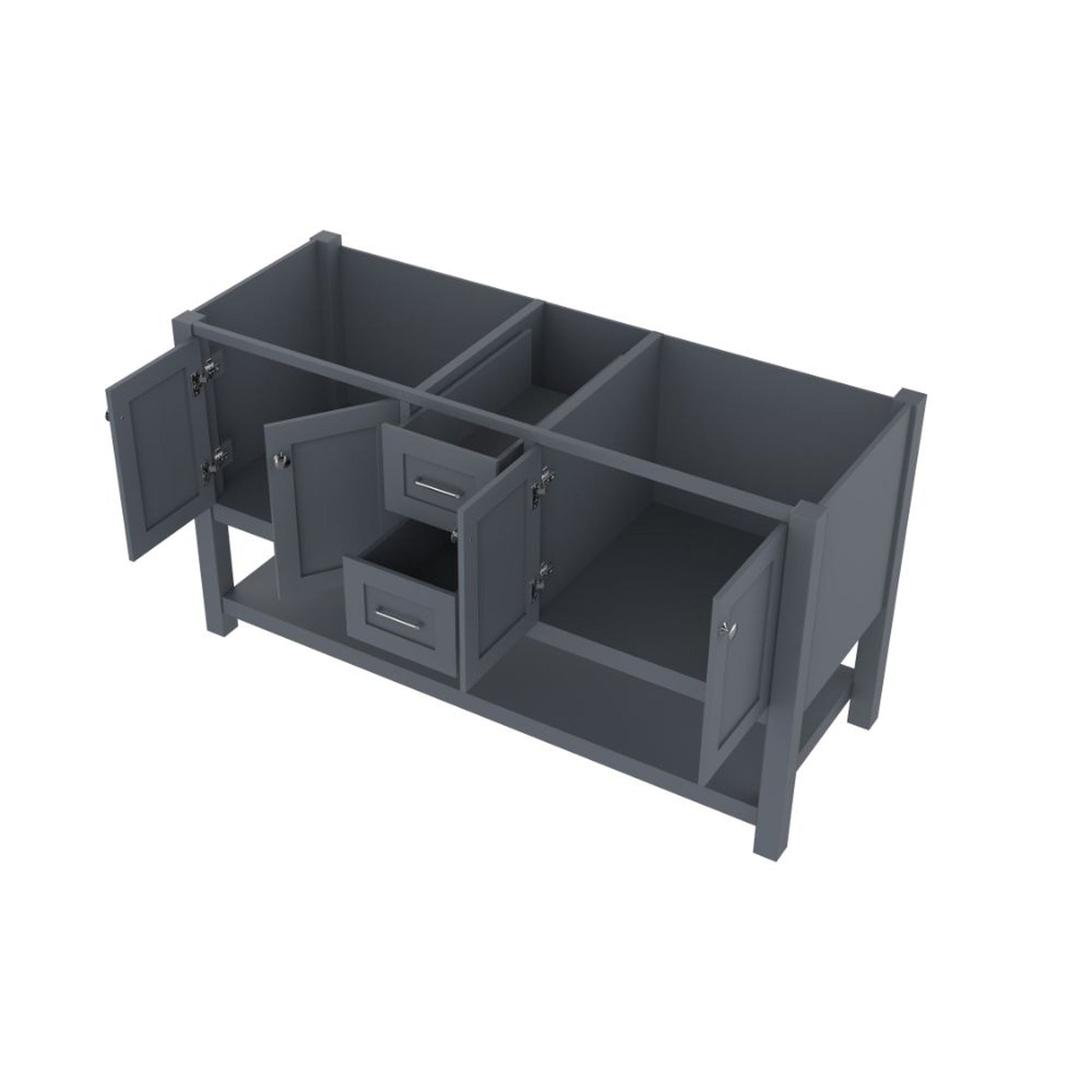 Alya Bath Wilmington 60" Double Gray Freestanding  Bathroom Vanity  With Brushed Nickel Edge Handles - HE-102-60D-G - Backyard Provider