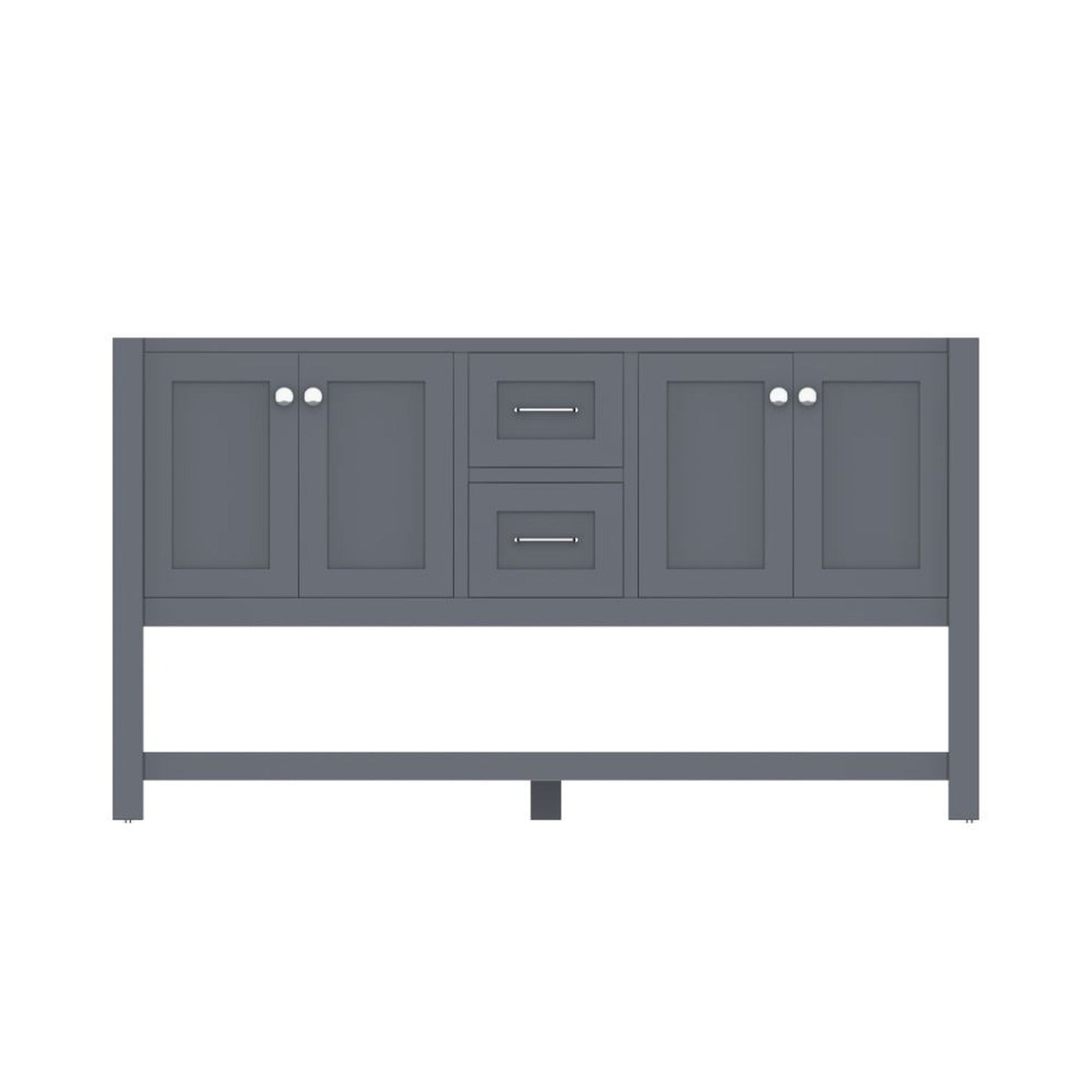 Alya Bath Wilmington 60" Double Gray Freestanding  Bathroom Vanity  With Brushed Nickel Edge Handles - HE-102-60D-G - Backyard Provider