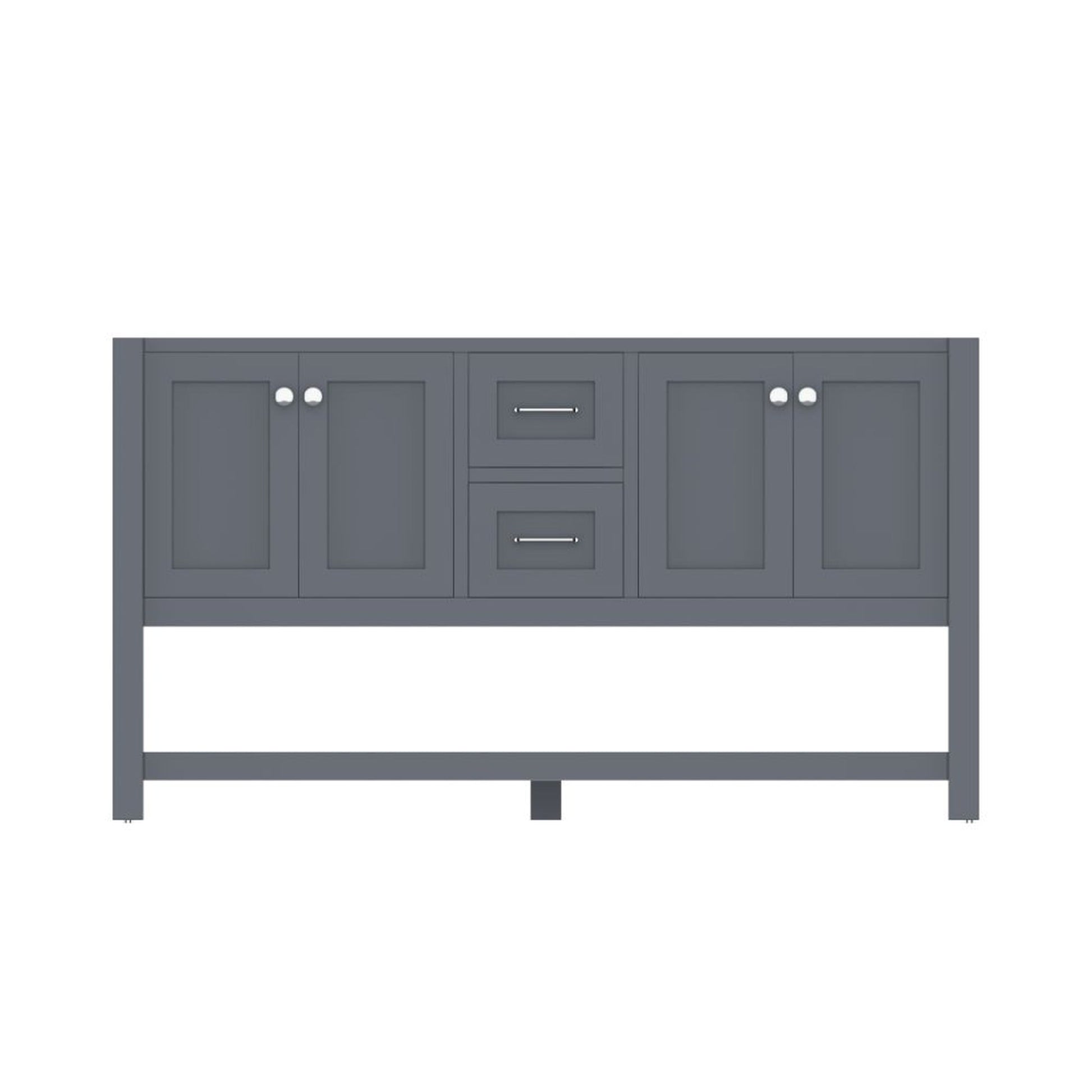 Alya Bath Wilmington 60" Double Gray Freestanding  Bathroom Vanity  With Brushed Nickel Edge Handles - HE-102-60D-G - Backyard Provider