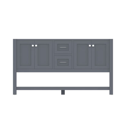 Alya Bath Wilmington 60" Double Gray Freestanding  Bathroom Vanity  With Brushed Nickel Edge Handles - HE-102-60D-G - Backyard Provider
