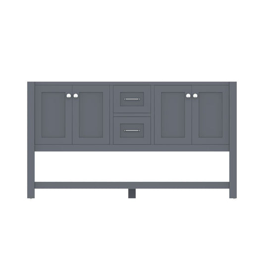 Alya Bath Wilmington 60" Double Gray Freestanding  Bathroom Vanity  With Brushed Nickel Edge Handles - HE-102-60D-G - Backyard Provider