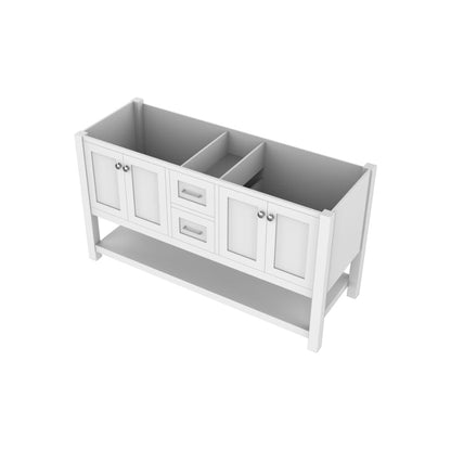 Alya Bath Wilmington 60" Double White Freestanding  Bathroom Vanity  With Brushed Nickel Edge Handles - HE-102-60D-W - Backyard Provider