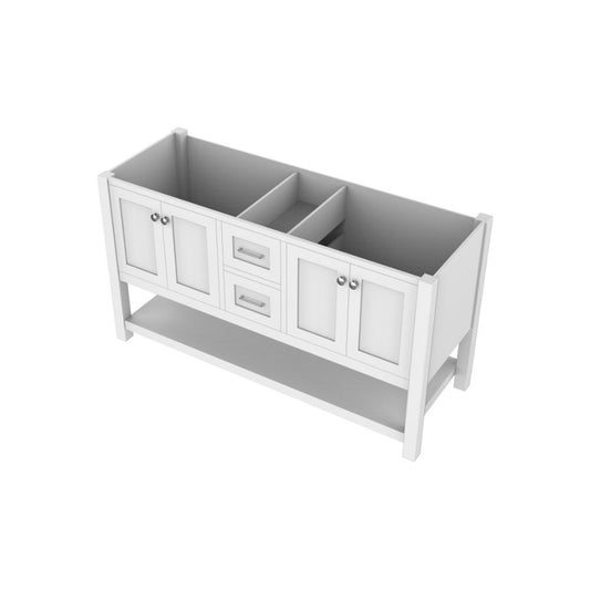 Alya Bath Wilmington 60" Double White Freestanding  Bathroom Vanity  With Brushed Nickel Edge Handles - HE-102-60D-W - Backyard Provider